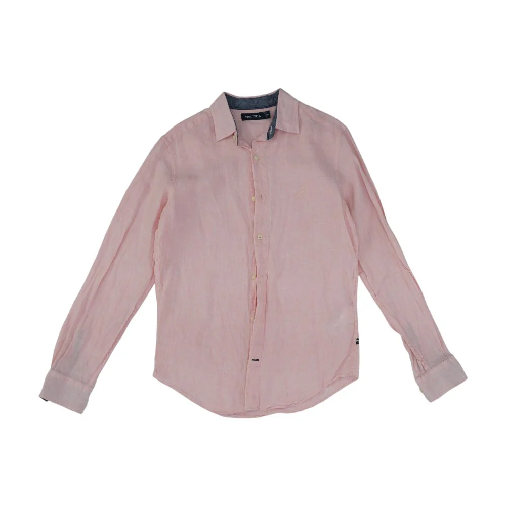 Pink Solid Long Sleeve Button Down