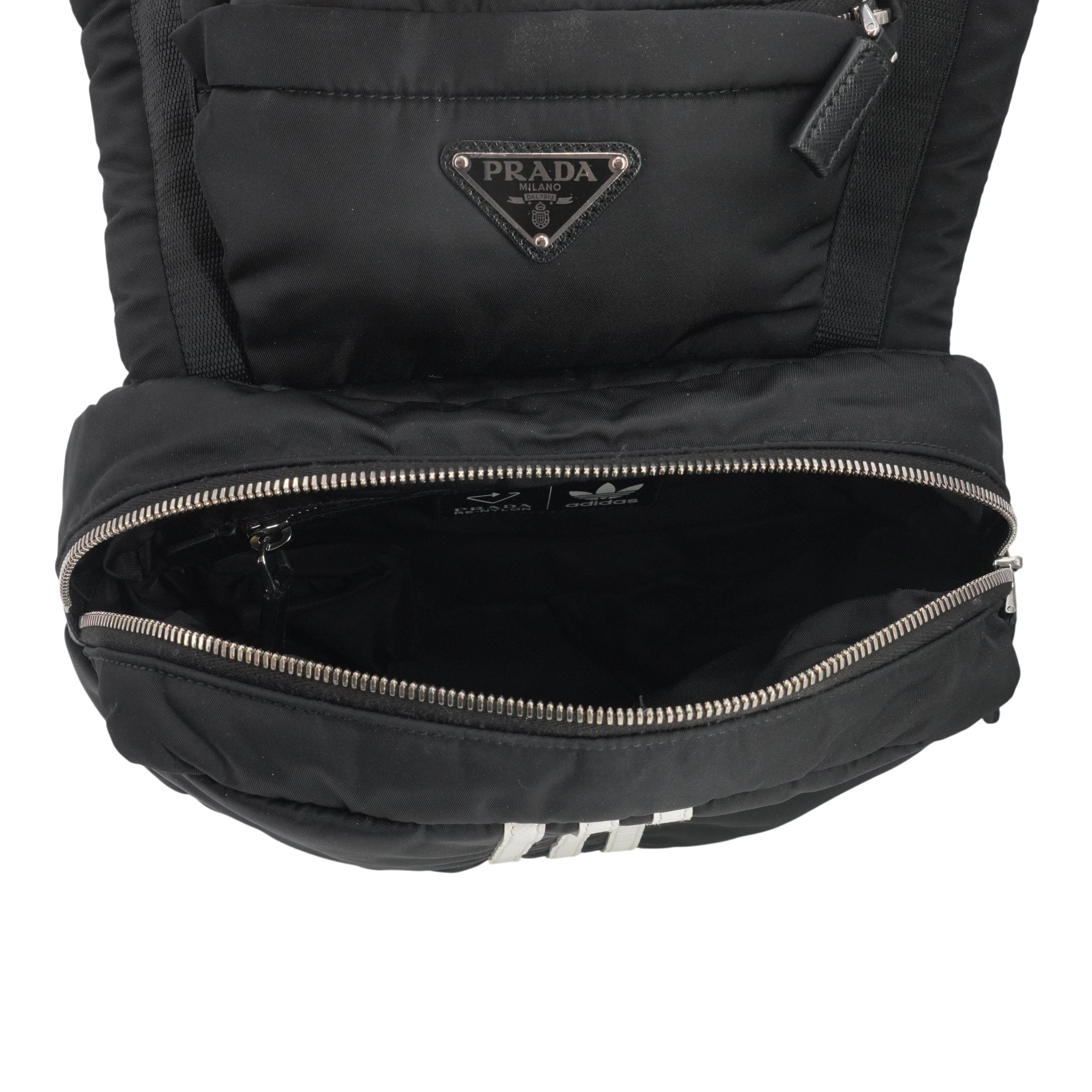 Prada x Adidas Black Small Hooded Re-Nylon Backpack - Image 3