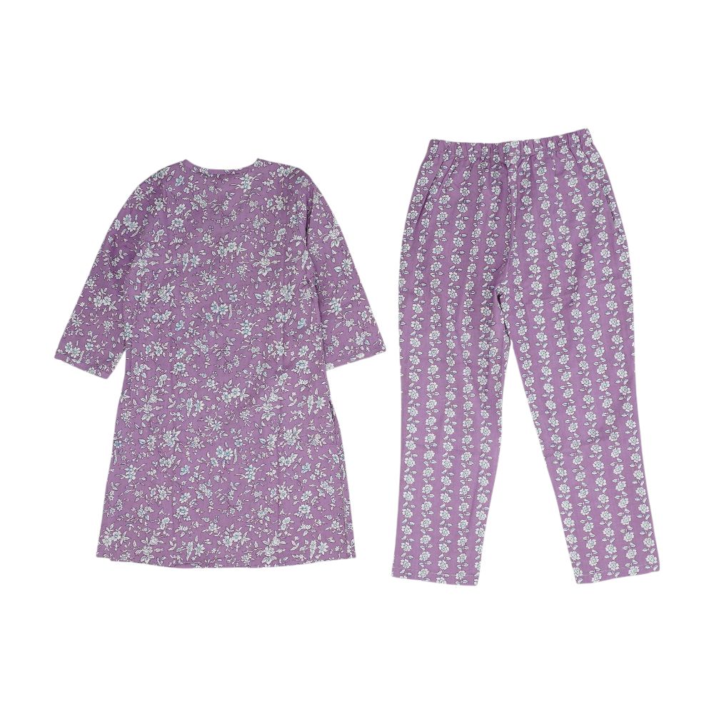 Purple Floral Dress and Pants Set - Image 2