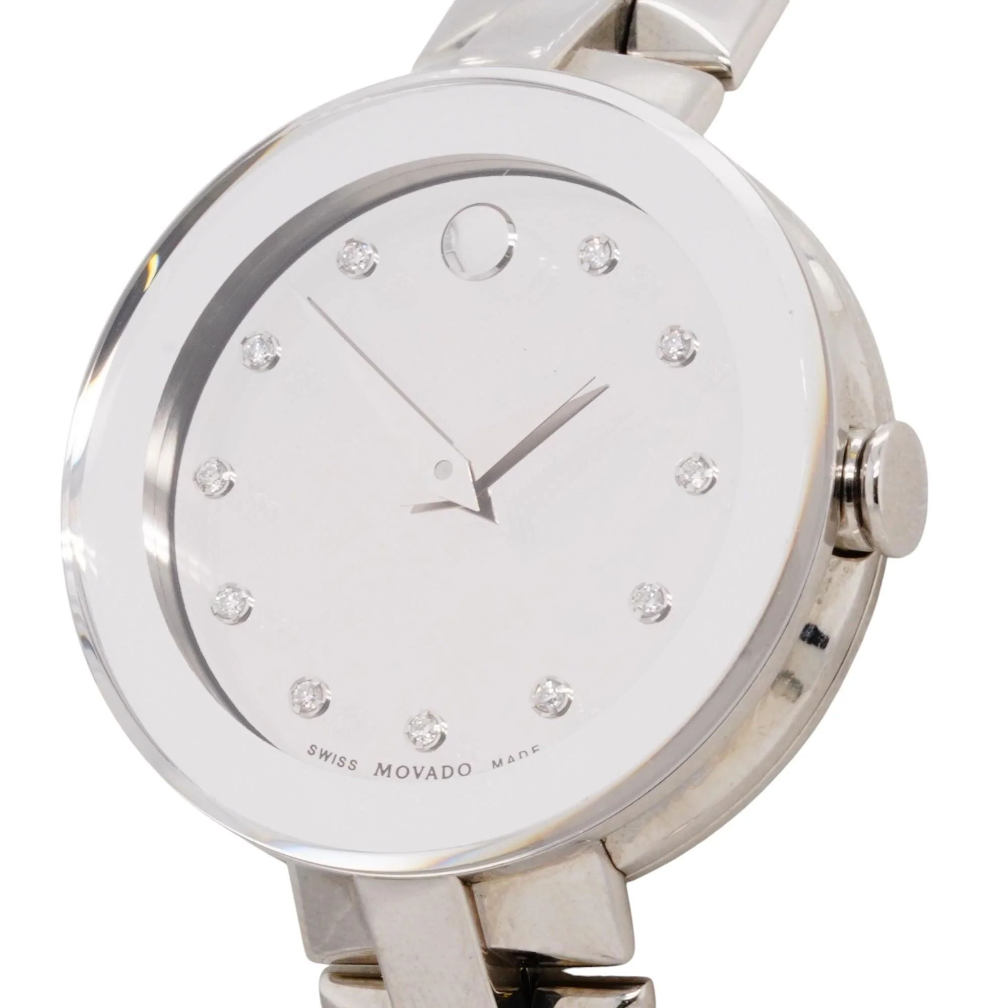 Sapphire Silver Mirror Case With Diamond Accents Stainless Steel Watch - Image 2