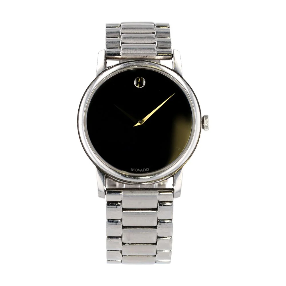 Silver-Tone Stainless Steel Museum Classic Watch W/ Black Dial