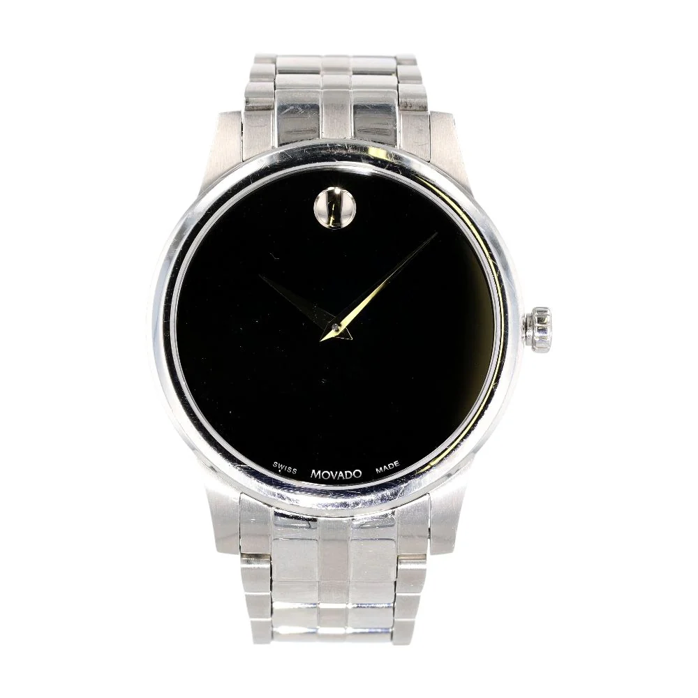 Silver-Tone Stainless Steel Museum Classic Watch W/ Black Dial