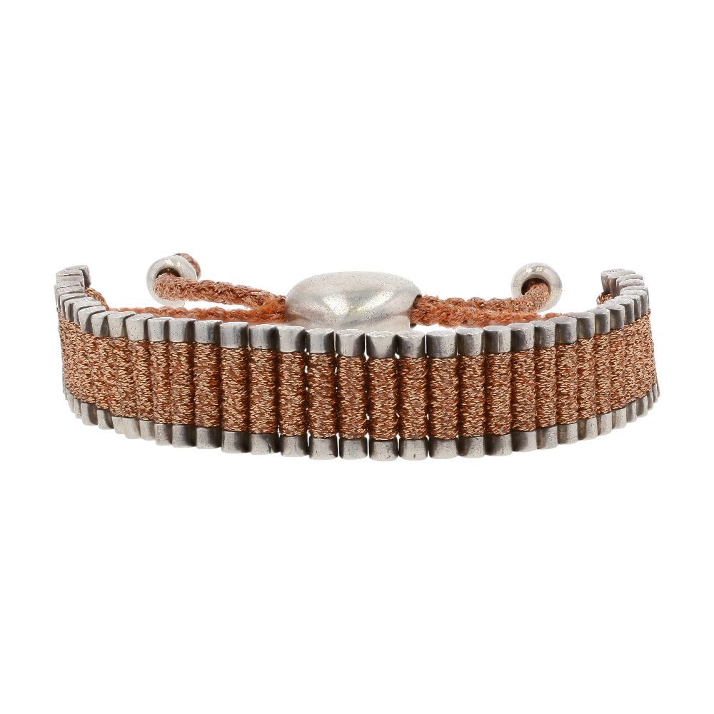 Sterling Silver And Copper Vintage Friendship Slider Bracelet