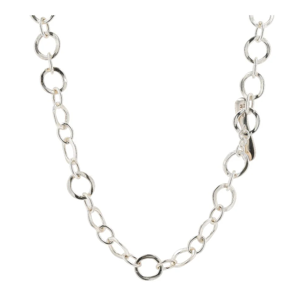 Sterling Silver Circle Link And Heart Pendant Necklace - Image 2