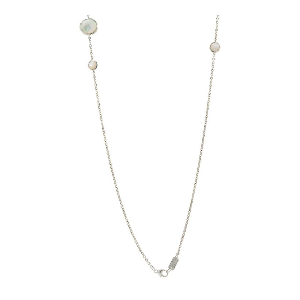Sterling Silver Lollipop Mixed Multi-Stone Station Necklace - Image 2