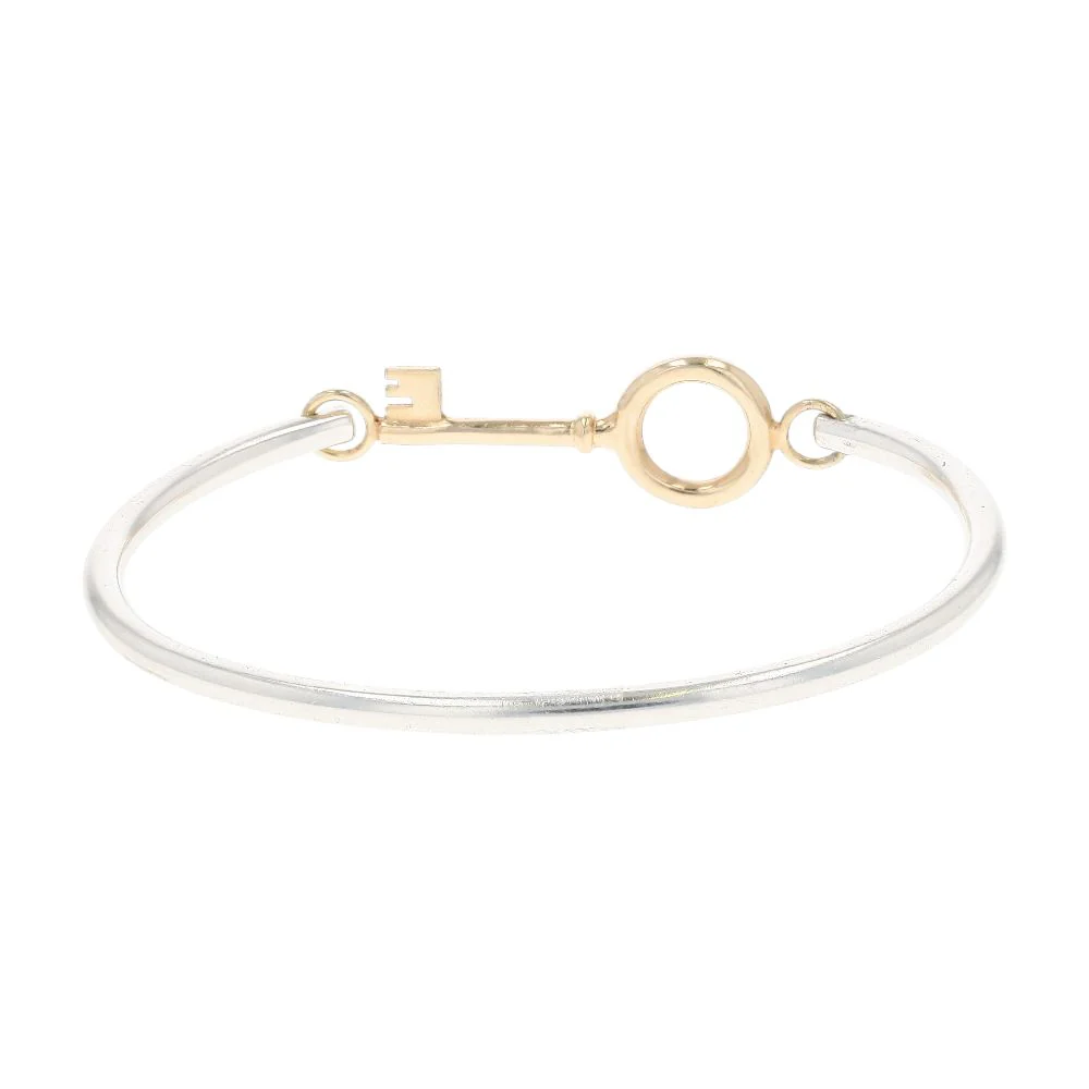 Sterling Silver With 14K Key Bangle Bracelet - Image 2