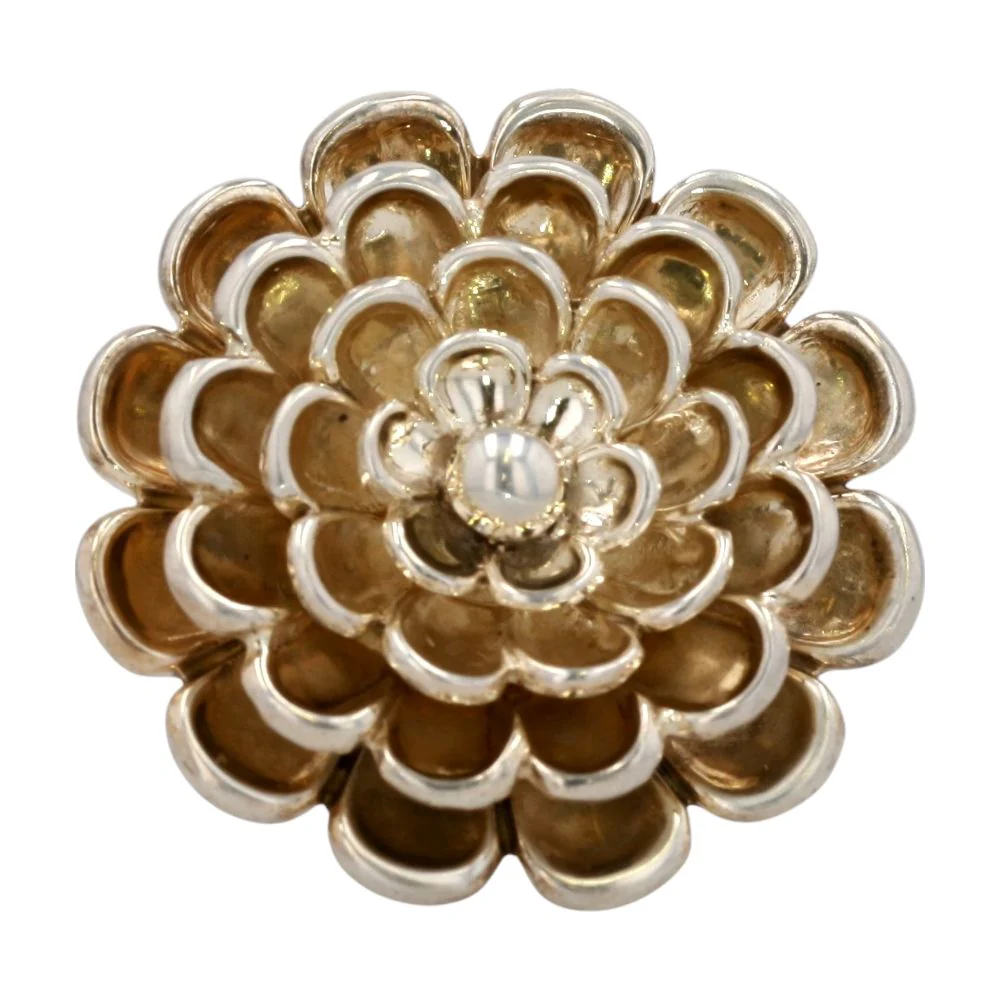 Sterling Silver Zennia Flower Brooch