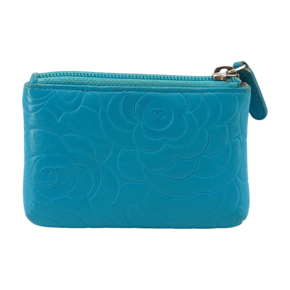 Turquoise Camellia Embossed Lambskin Key Holder - Image 2