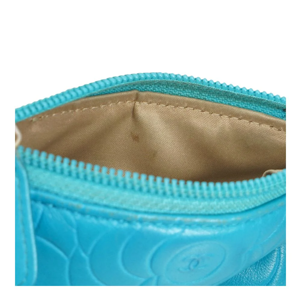 Turquoise Camellia Embossed Lambskin Key Holder - Image 7