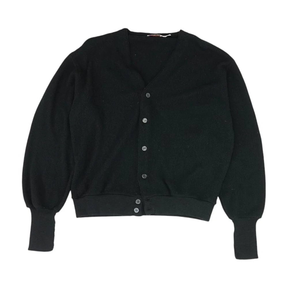 Vintage Black Solid Cardigan Sweater