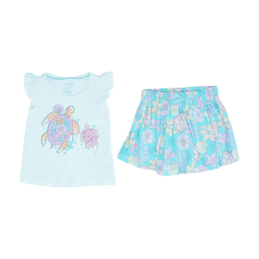 White Graphic Skirt Set