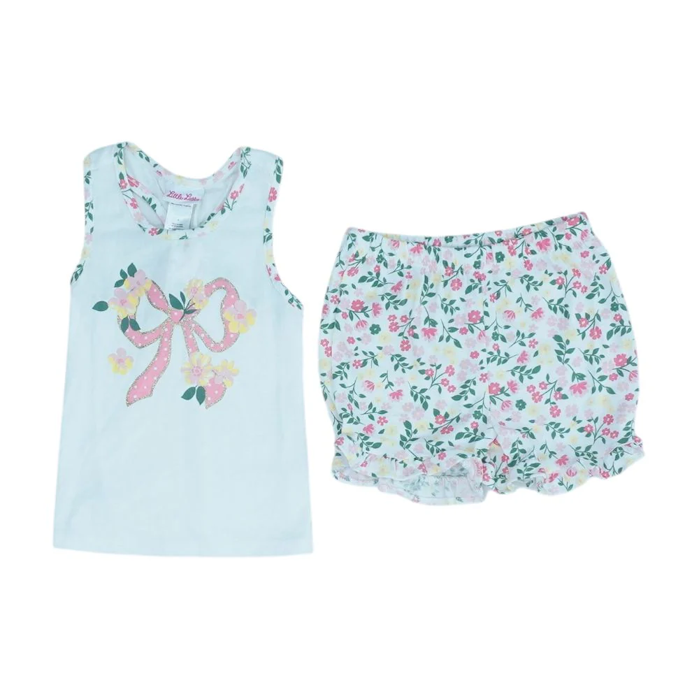 White Graphic Tank T Shirt and Shorts Set