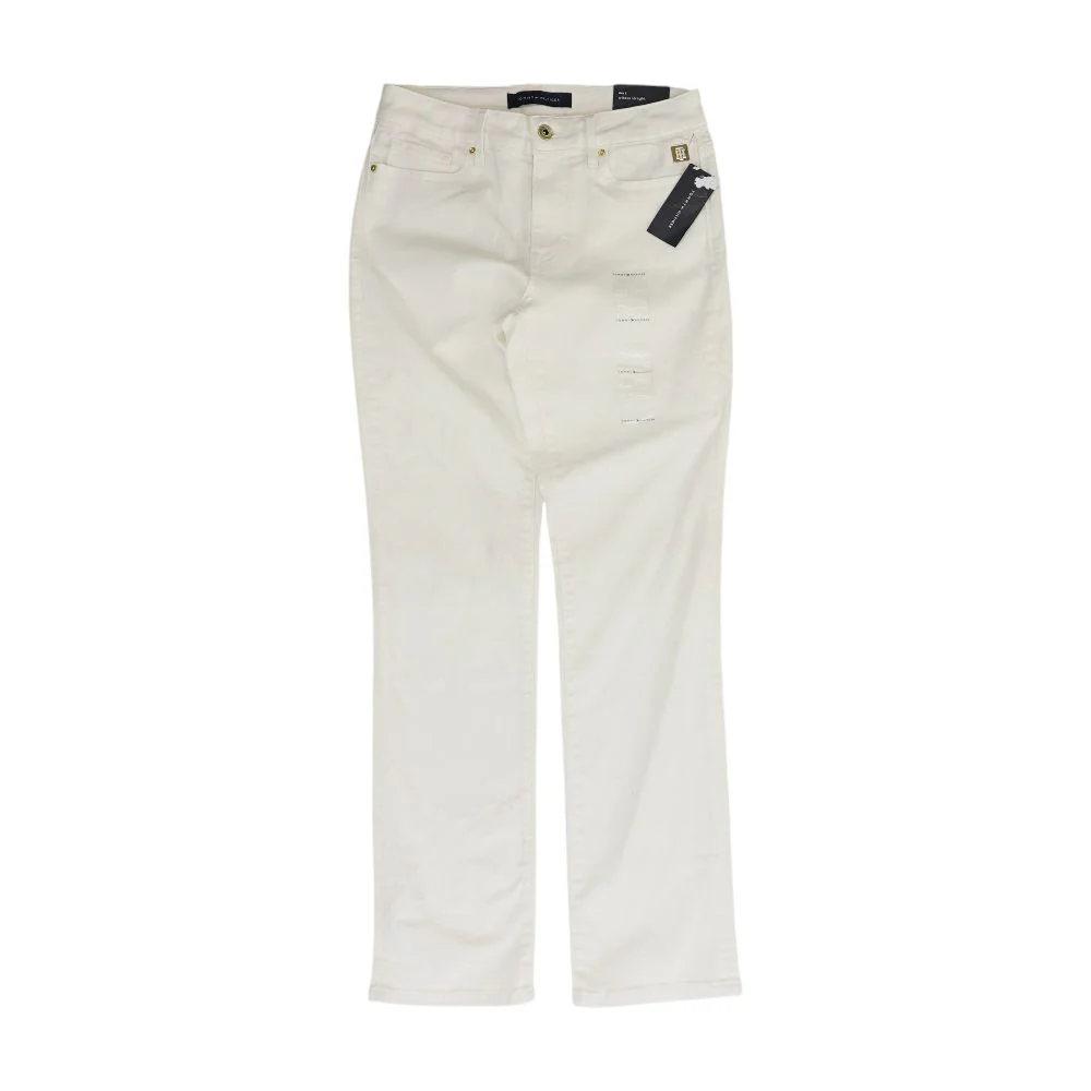 White High Rise Straight Leg Jeans