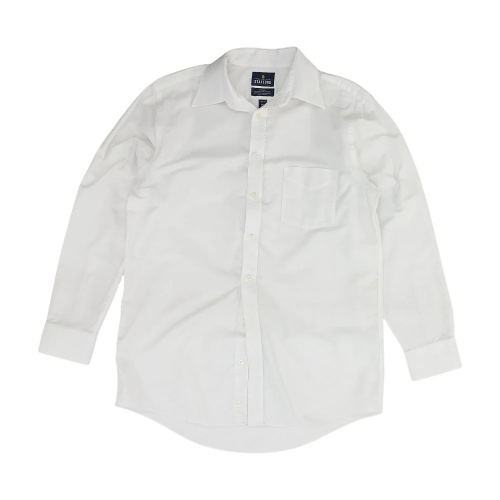 White Solid Long Sleeve Button Down