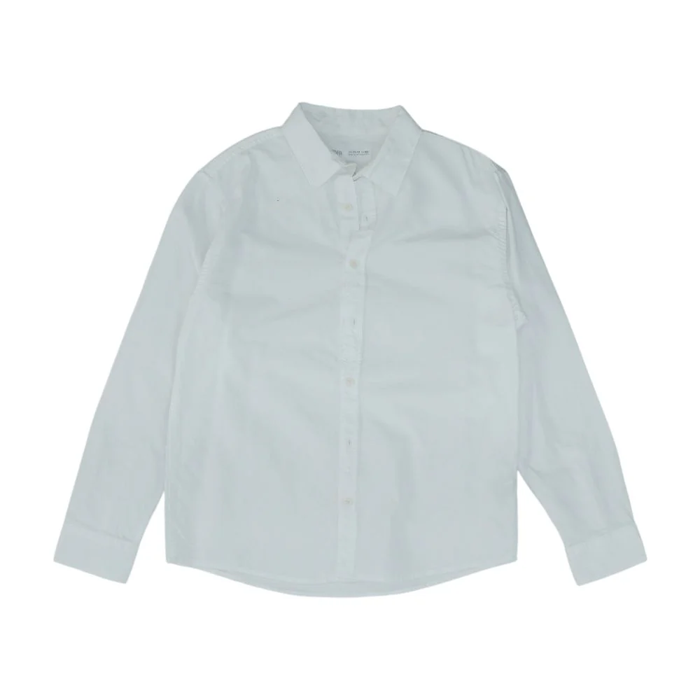 White Solid Long Sleeve Button Down