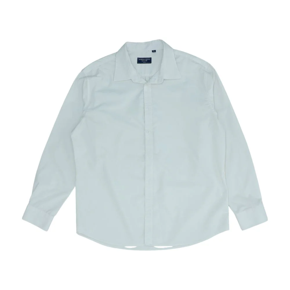 White Solid Long Sleeve Button Down