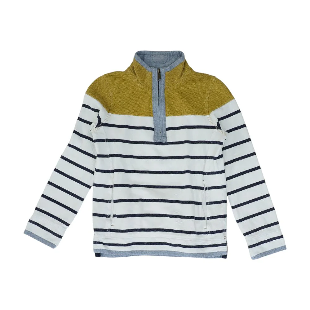 White Striped 1/4 Zip Pullover