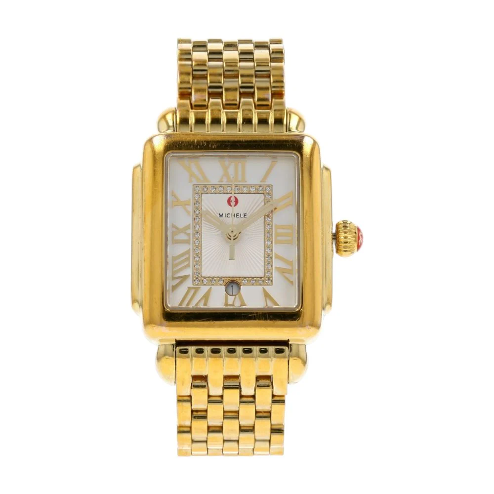 Women's Deco Madison Mid 18K Gold Plated Stainless Steel Diamond Dial Watch