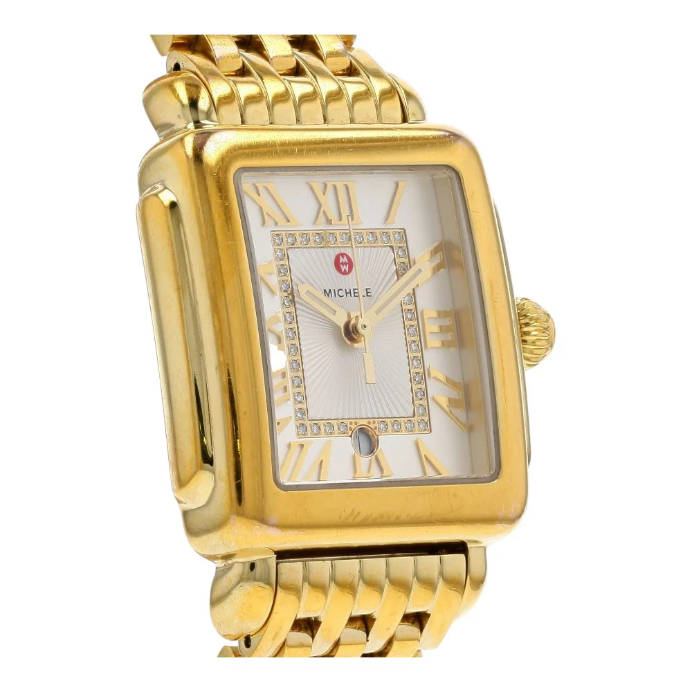 Women's Deco Madison Mid 18K Gold Plated Stainless Steel Diamond Dial Watch - Image 3