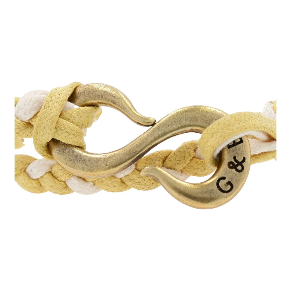 Yellow And White Braided Double Leather Wrap Bracelet - Image 3
