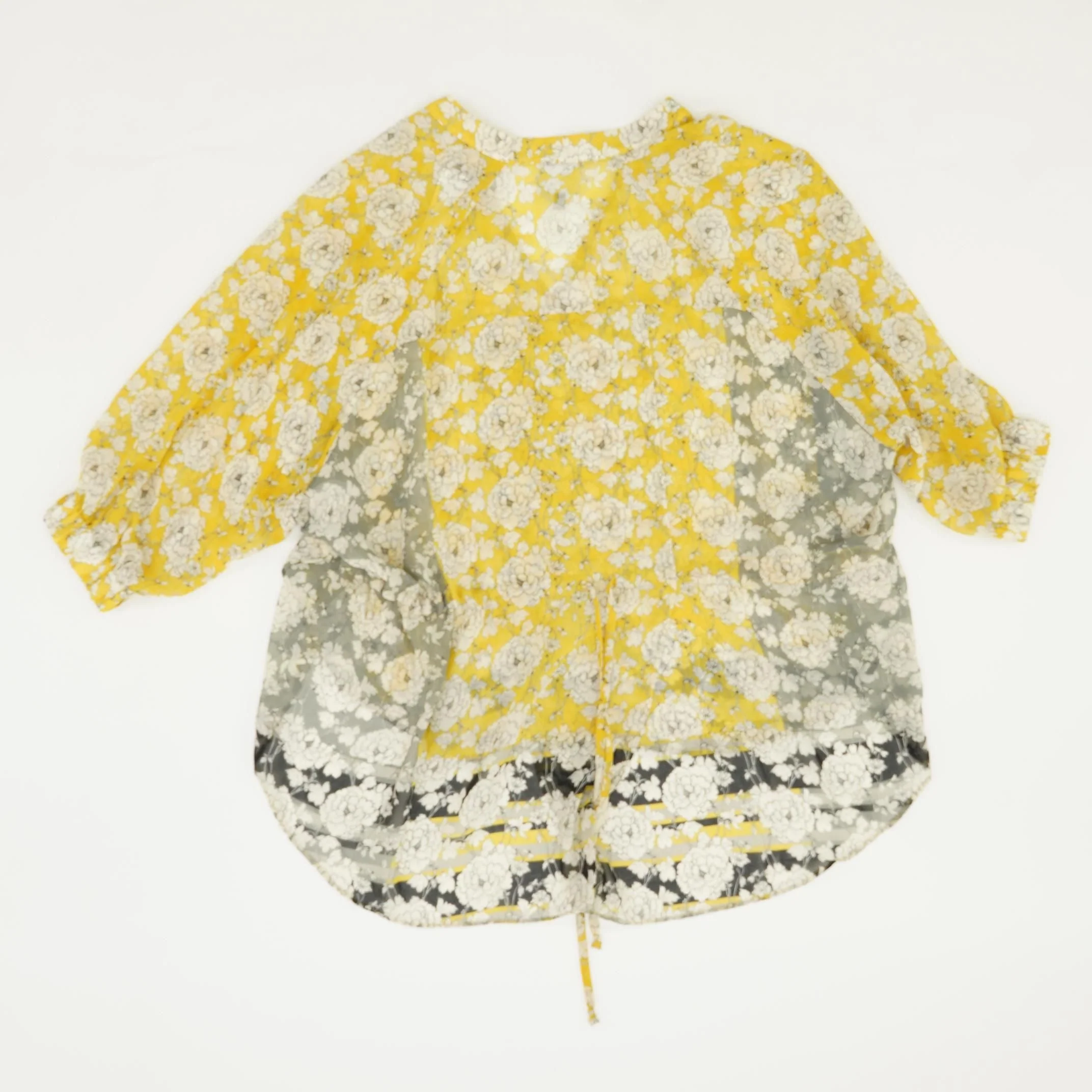 Yellow Floral 3/4 Sleeve Blouse - Image 2
